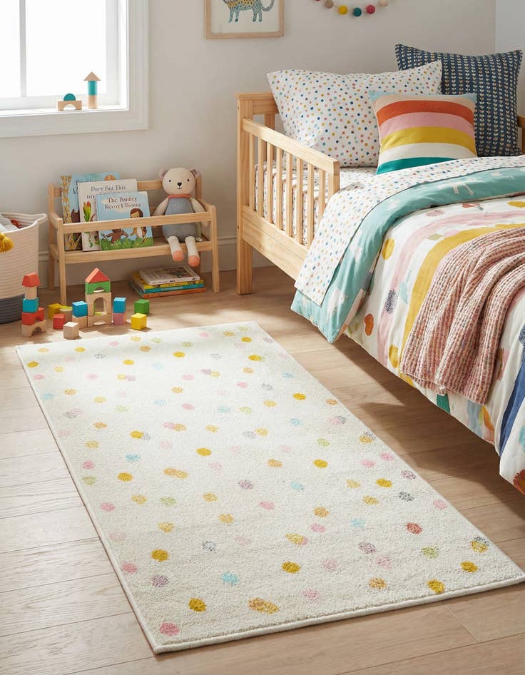 Detail image of 2' 2 x 3' 11 Polka Dot Whimsy Kids Runner Rug