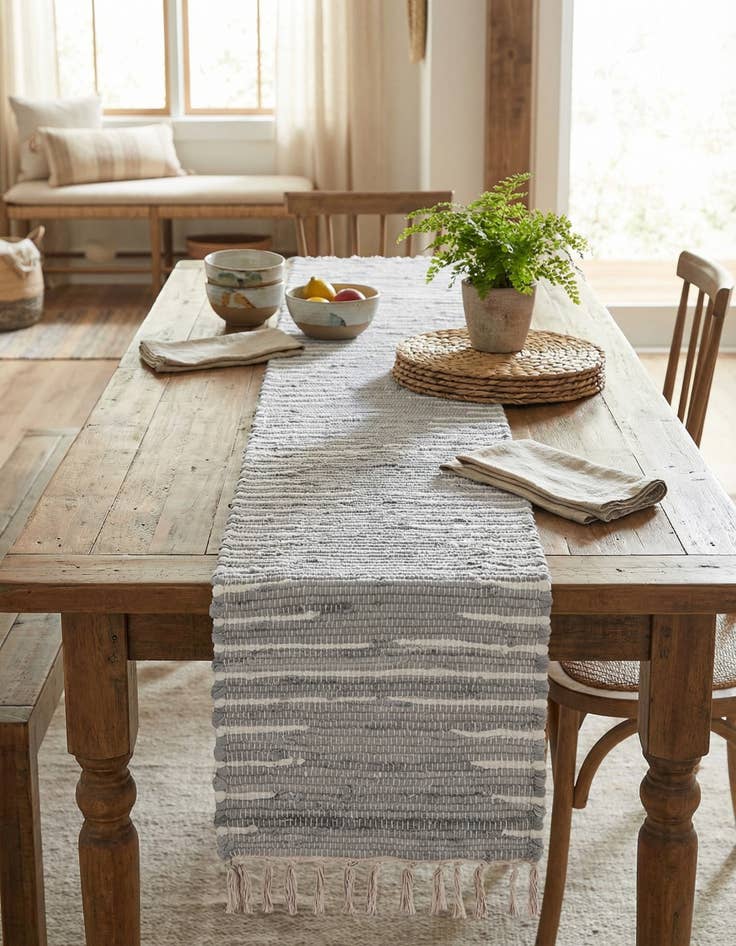 Detail image of 1' 2 x 10'  Hand Woven Chindi Cotton Table Runner Rug