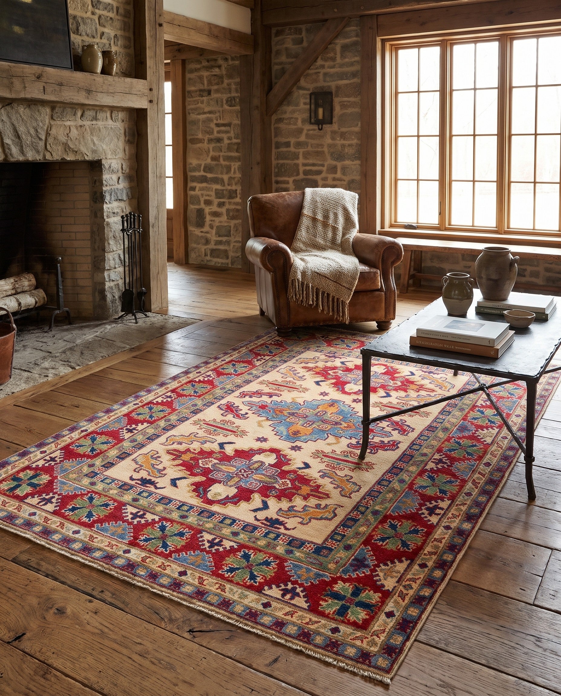 5' x 6' 8 Hand Knotted Kazak Rug