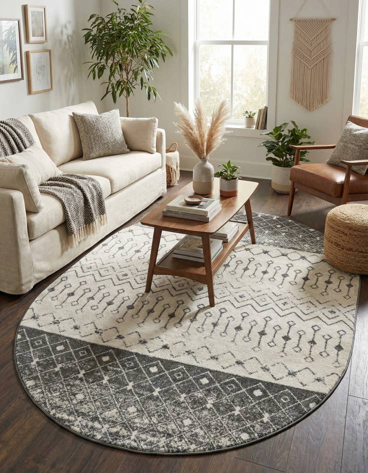 Detail image of 7' 10 x 10' Moroccan Trellis Oval Rug