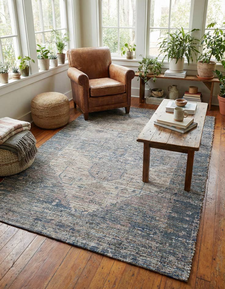 Detail image of  5' 3 x 8'  Hand Woven Chenille Jute Rug