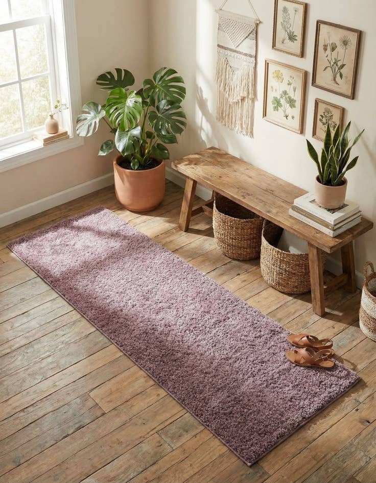 Detail image of  2' x 6' 7 Solid Shag Runner Rug