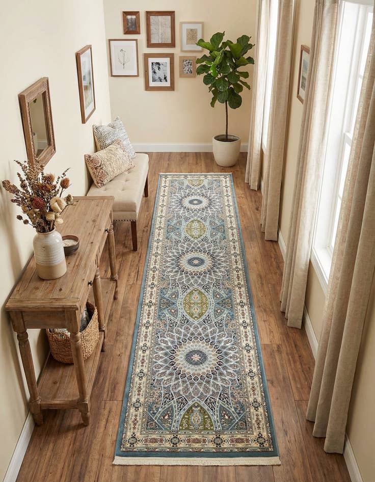 Detail image of 3' x 13' Nain Design Runner Rug