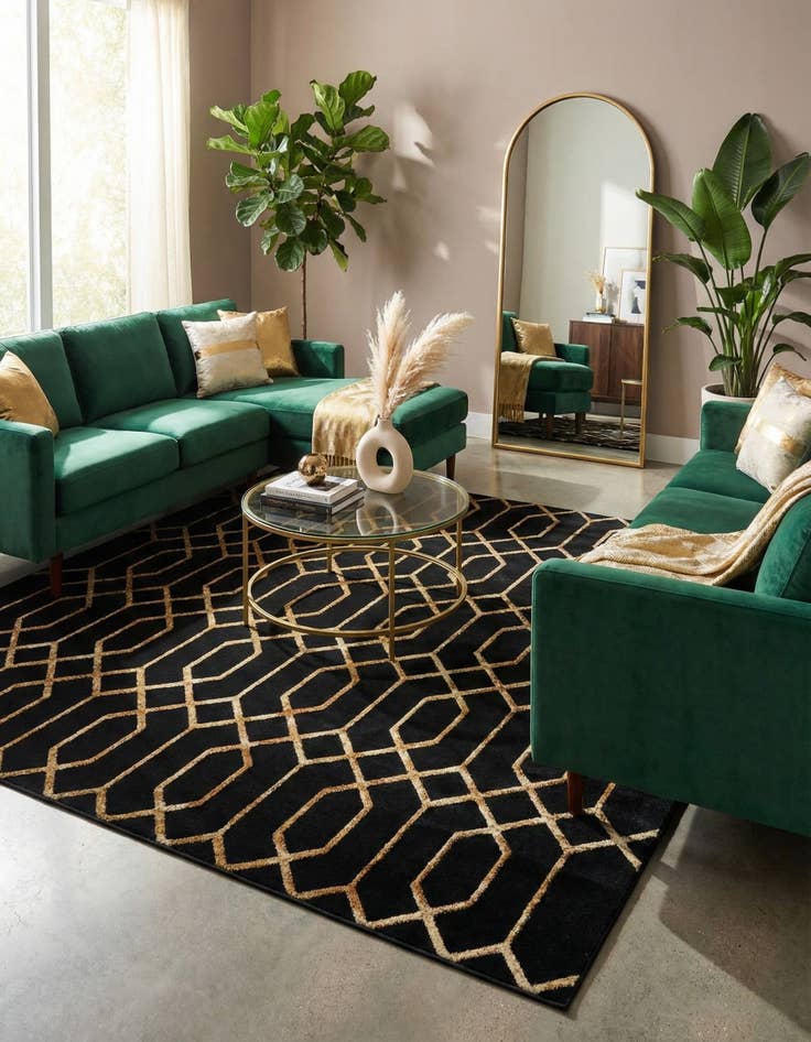 Detail image of 10' x 10'  Marilyn Monroe&trade; Glam Trellis Square Rug