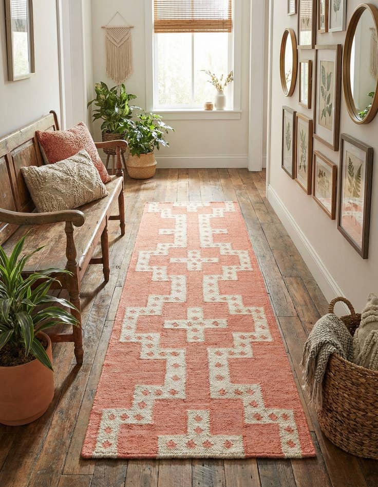 Detail image of 2' x 6' 1 Hand Woven Kilim Wool Runner Rug