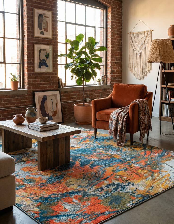 Detail image of 7' 10 x 7' 10 Washable Vivid Square Rug