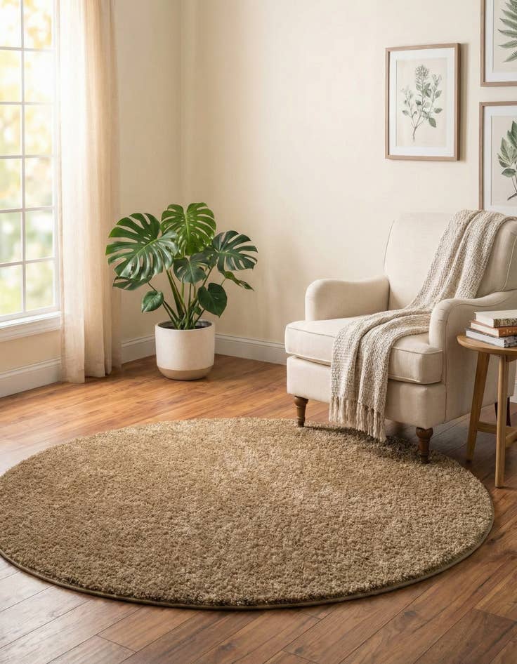 Detail image of 5' x 5' Soft Solid Shag Round Rug