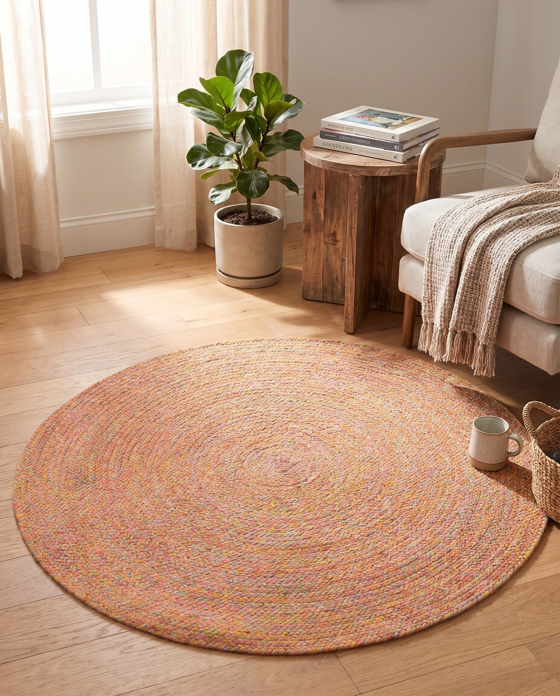 100cm x 100cm Hand Braided Eco Verse Washable Indoor / Outdoor Round Rug