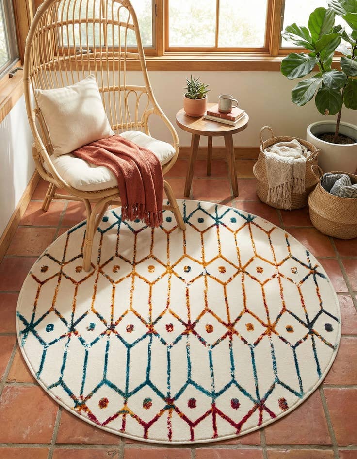 Detail image of 3' 3 x 3' 3 Lattice Trellis Round Rug