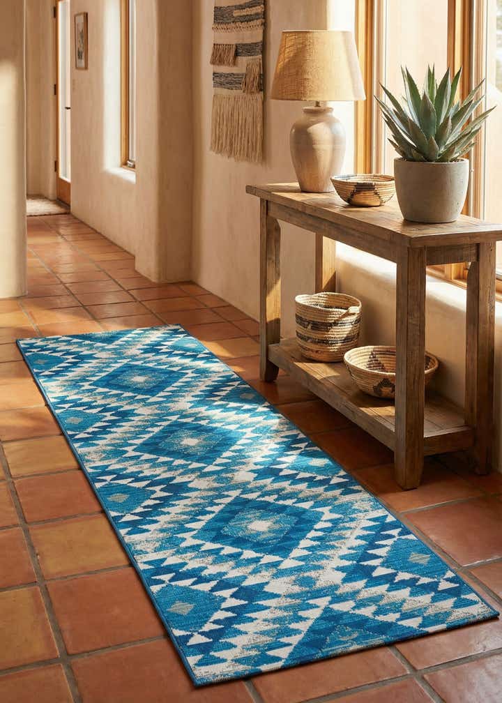 2' x 6' Easy-Clean Southwestern Indoor / Outdoor Runner Rug