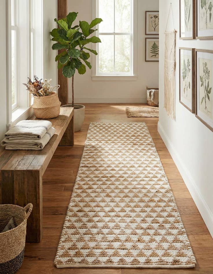 Detail image of 2' 7 x 10'  Hand Woven Chindi Jute Runner Rug