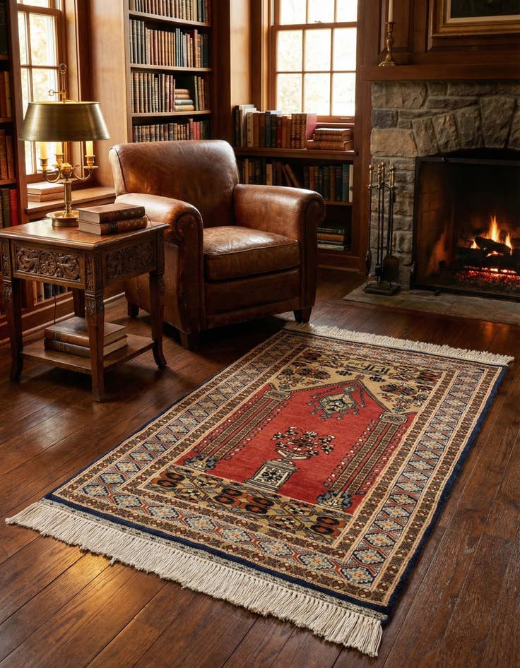 Detail image of 2' 8 x 4' 3 Hand Knotted Bokhara Oriental Wool Rug