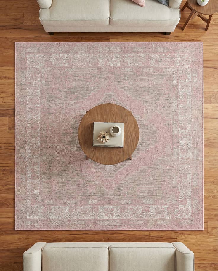 Detail image of 5' 3 x 5' 3 Easy-Clean Traditional Indoor / Outdoor Square Rug