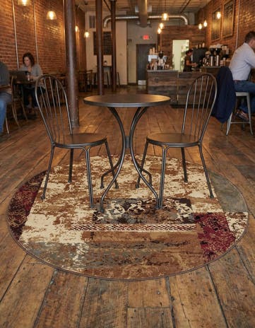 Beige Coffee Shop Round Rug