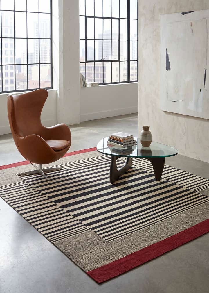 6' 5 x 7' 7 Hand Woven Kilim Modern Wool Square Rug