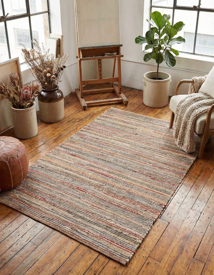 Detail image of 4' 1 x 6' 1 Hand Woven Chunky Jute Rug