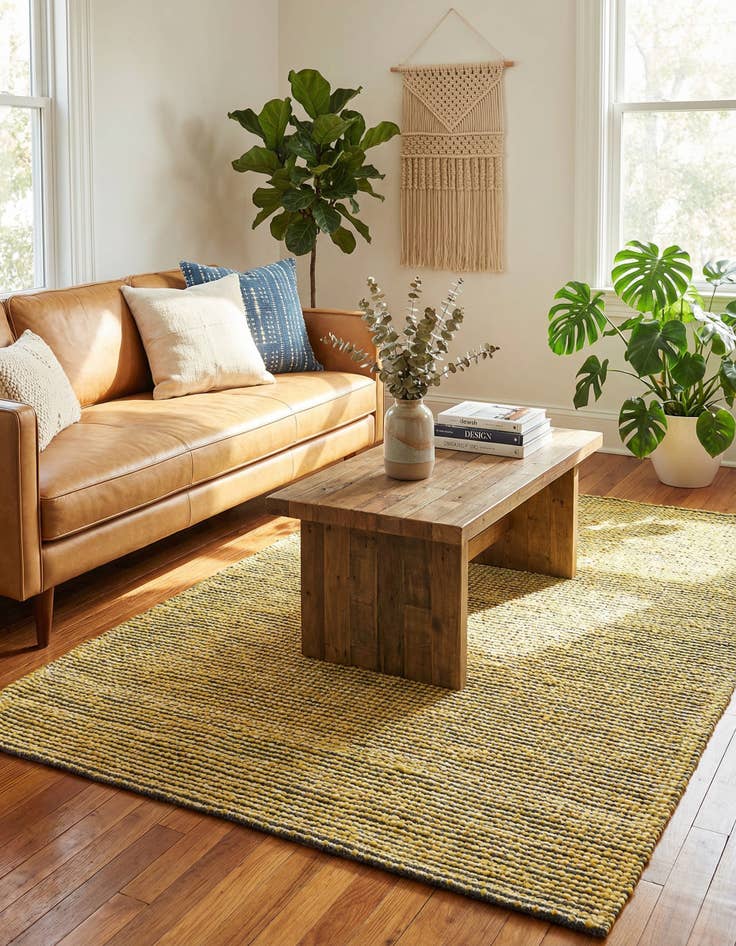 Detail image of 5' 1 x 8'  Hand Woven Seaside Pearl Jute Rug