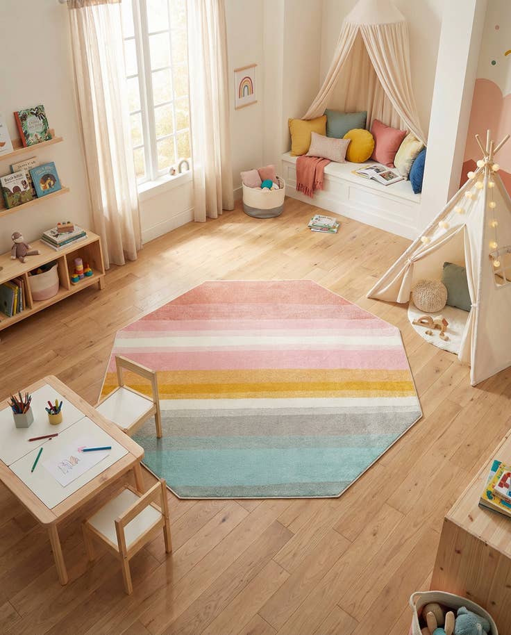 Detail image of 7' 10 x 7' 10 Whimsy Kids Octagon Rug