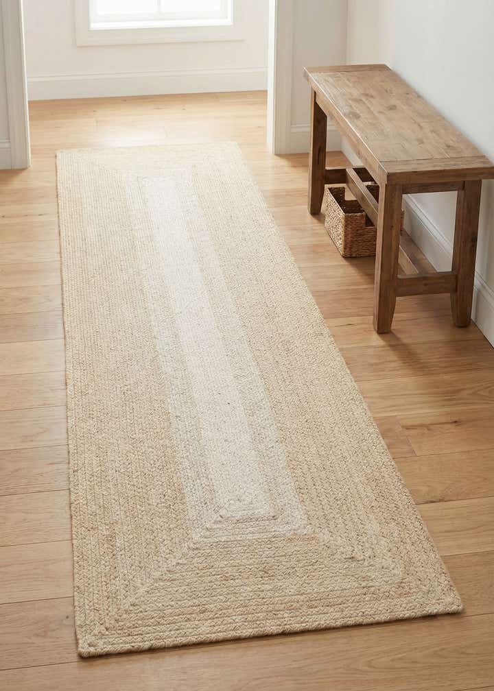 2' x 6' 1 Handmade Hand Braided Wool Runner Rug