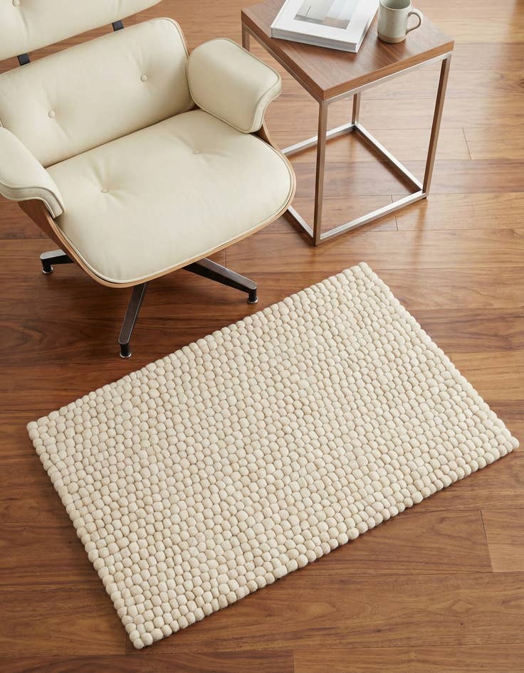 Detail image of 3' 3 x 5' 1  Hand Woven Felt Ball Wool Rug