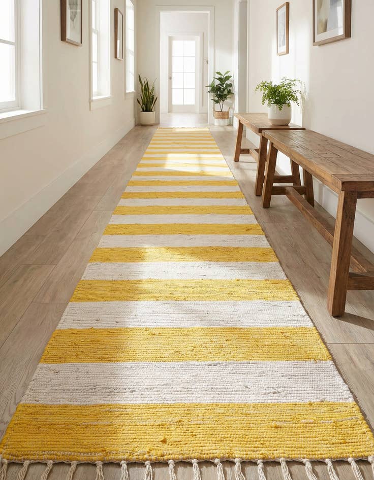 Detail image of 2' 7 x 12'  Hand Woven Chindi Rag Runner Rug