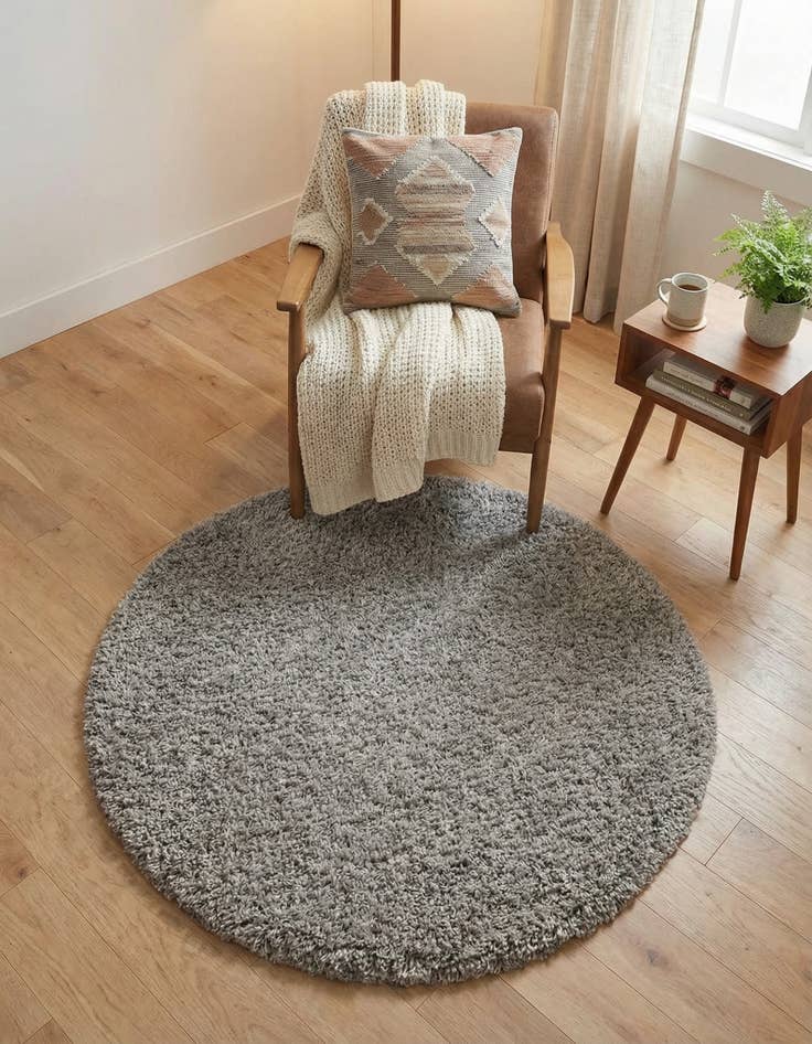 Detail image of  3' x 3' Solid Shag Round Rug