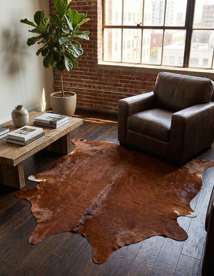 Detail image of 5' 8 x 6' 5 Cowhide Leather Rug