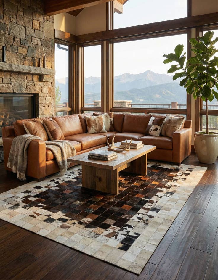 Detail image of 5' x 7' 10 Cowhide Stocks Rug