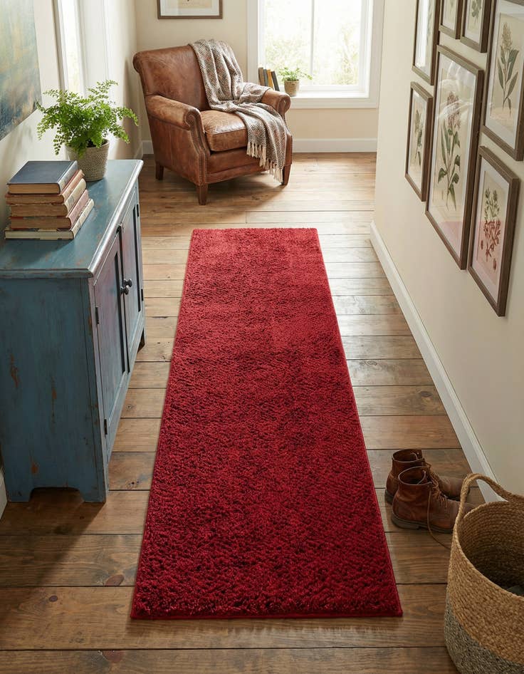 Detail image of  2' x 6' 9 Solid Shag Runner Rug