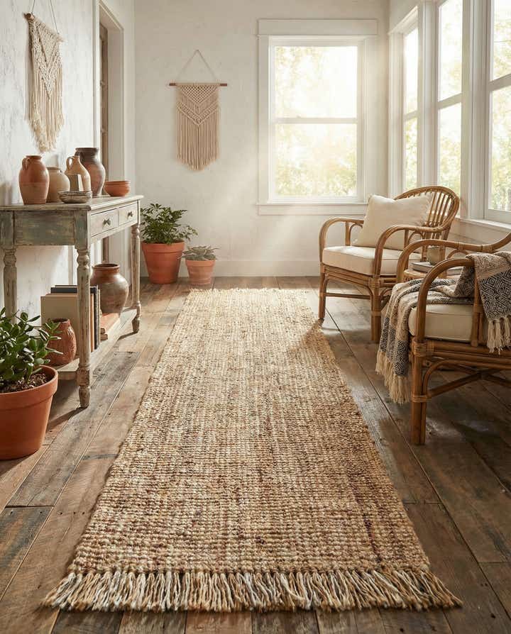2' 7 x 12' Hand Woven Chunky Jute Runner Rug