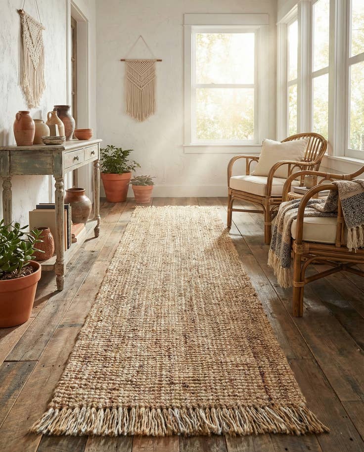 Detail image of 2' 7 x 12' Hand Woven Chunky Jute Runner Rug
