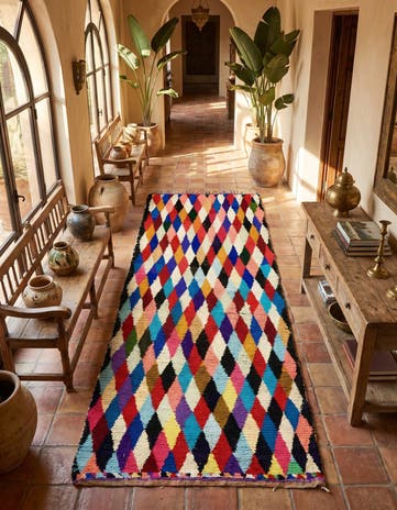 6' x 13' 8 Hand Knotted Moroccan Wool Runner Rug