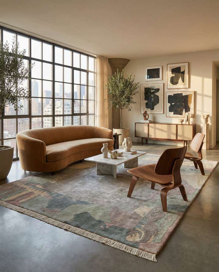 6' 7 x 8' Hand Knotted Tibet Wool Rug