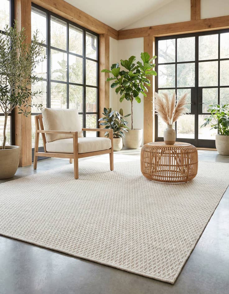 Detail image of  9' x 12'  Hand Woven Lattice Wool Rug