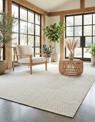 9' x 12' Hand Woven Lattice Wool Rug