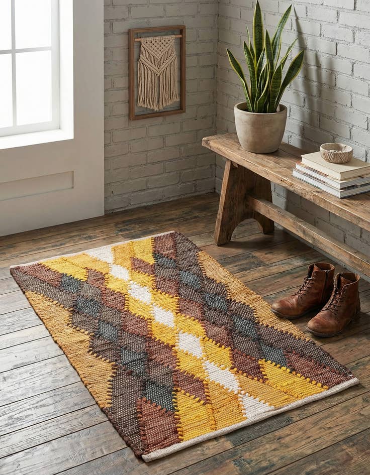 Detail image of 2' x 3' 1 Hand Braided Chindi Cotton Rug