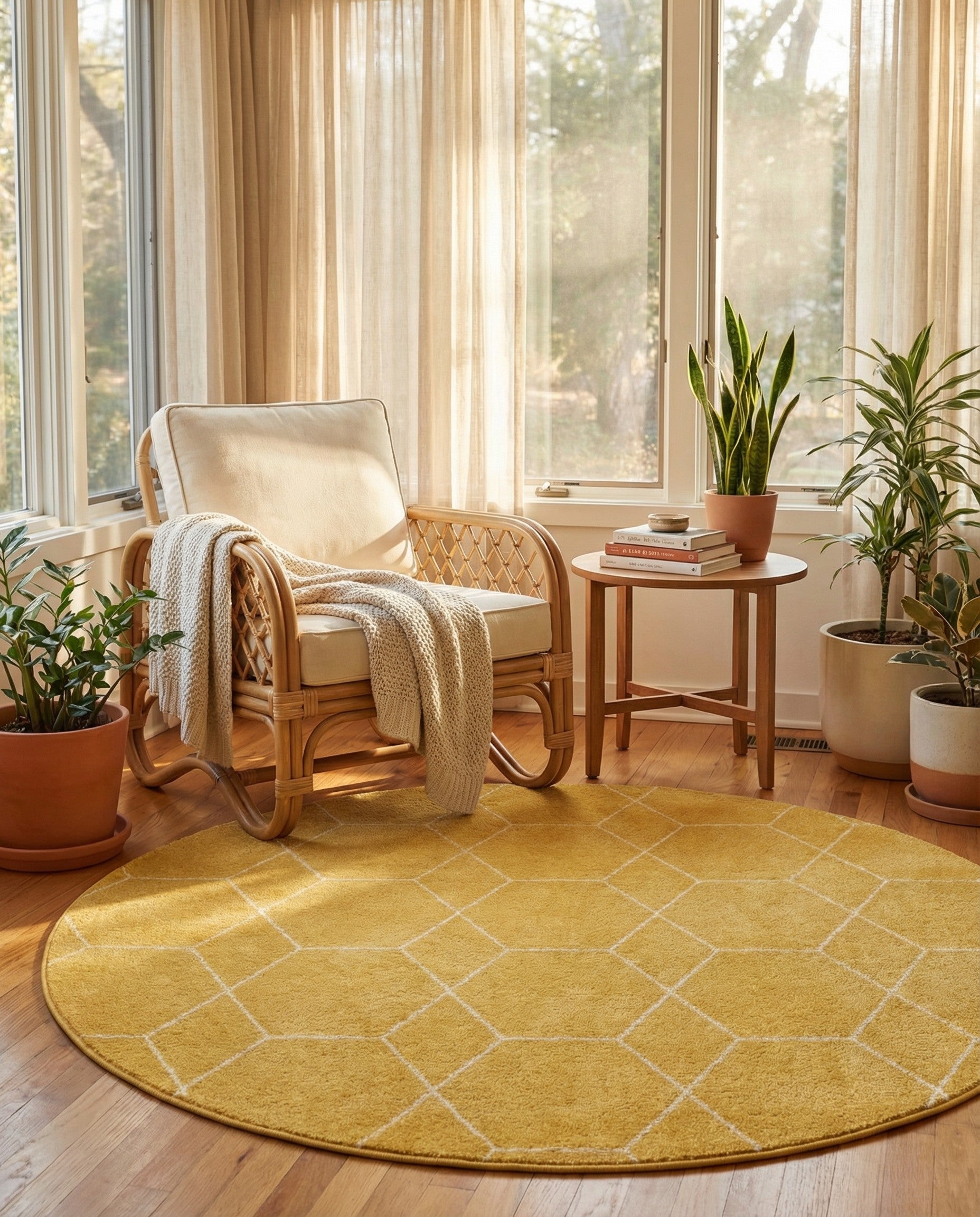 7' x 7' Trellis Frieze Round Rug