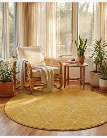 7' x 7' Trellis Frieze Round Rug
