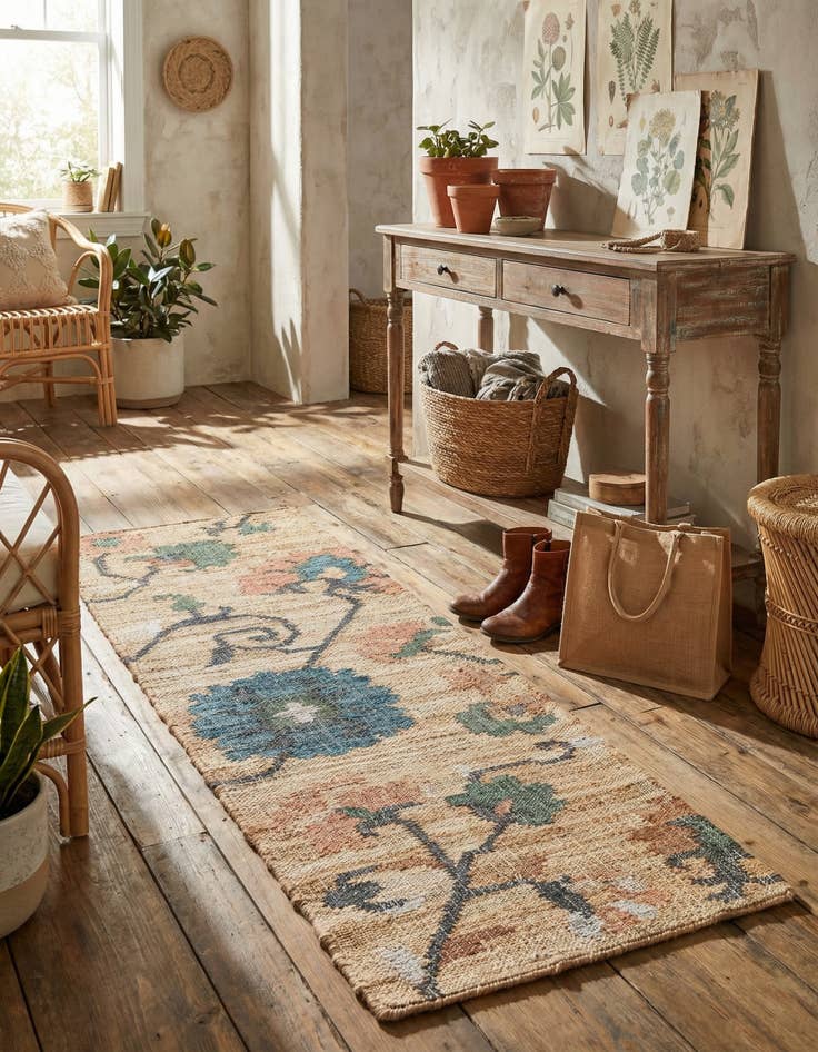 Detail image of  2' x 6' 1  Hand Woven Kala Handwoven Jute Runner Rug