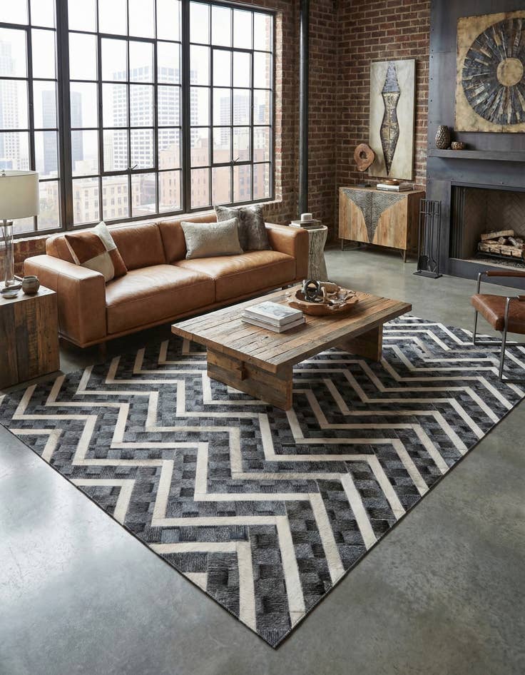 Detail image of 4' 11 x 7' 11 Cowhide - Patchwork Rug