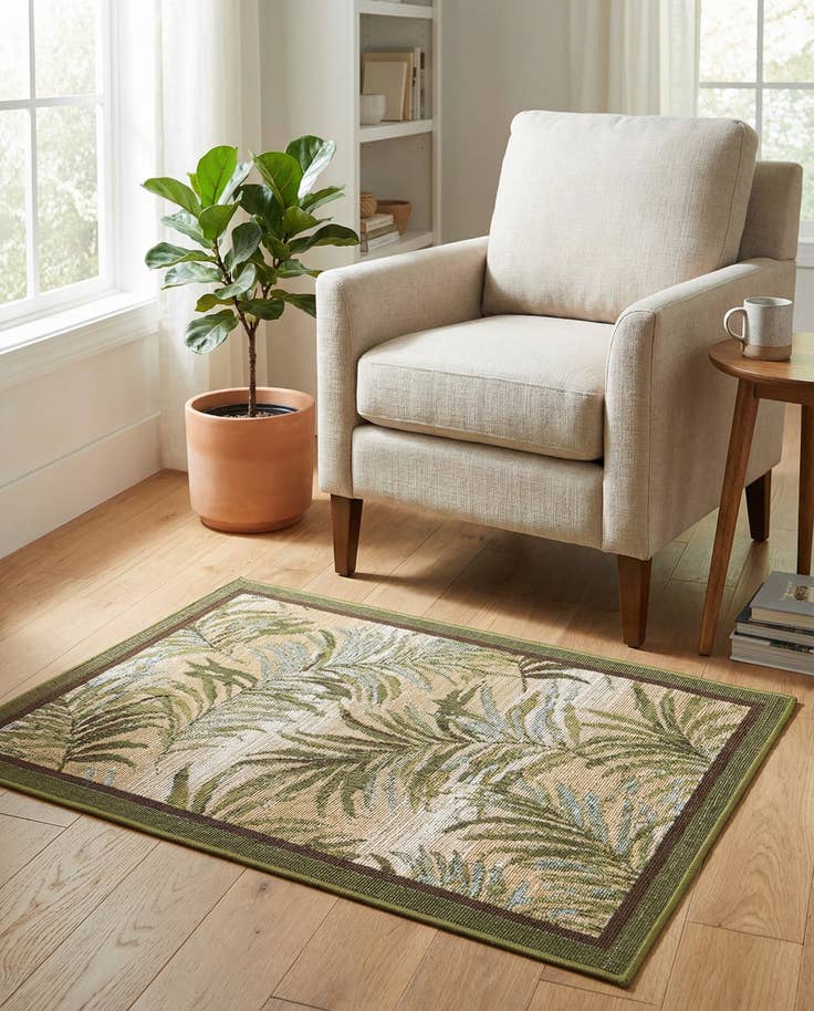 Detail image of 2' x 3' Easy-Clean Botanical Indoor / Outdoor Rug