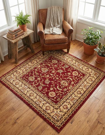Red Aditi Square Rug