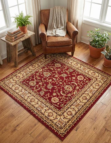 Red Aditi Square Rug