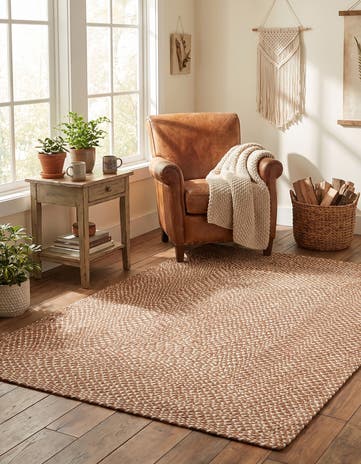 Light Brown Handmade Tweed Braided Jute Rug