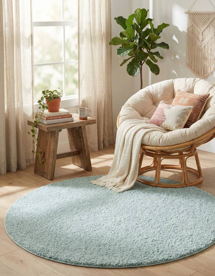 Detail image of 4' x 4' Soft Solid Shag Round Rug