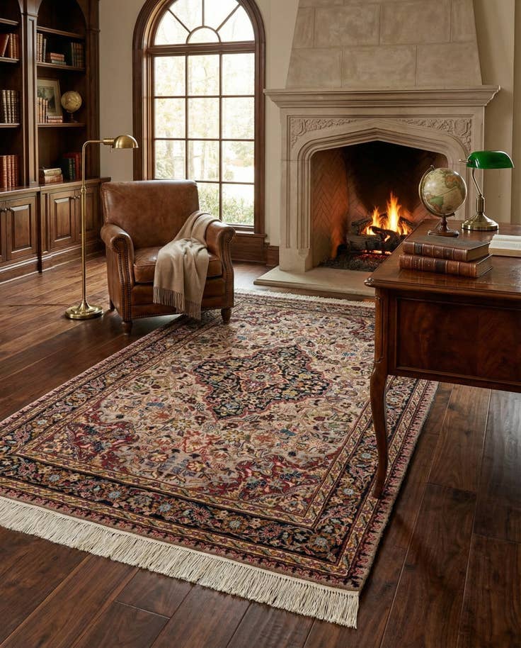 Detail image of 4' 1 x 6' 1 Hand Knotted Kashmir Rug