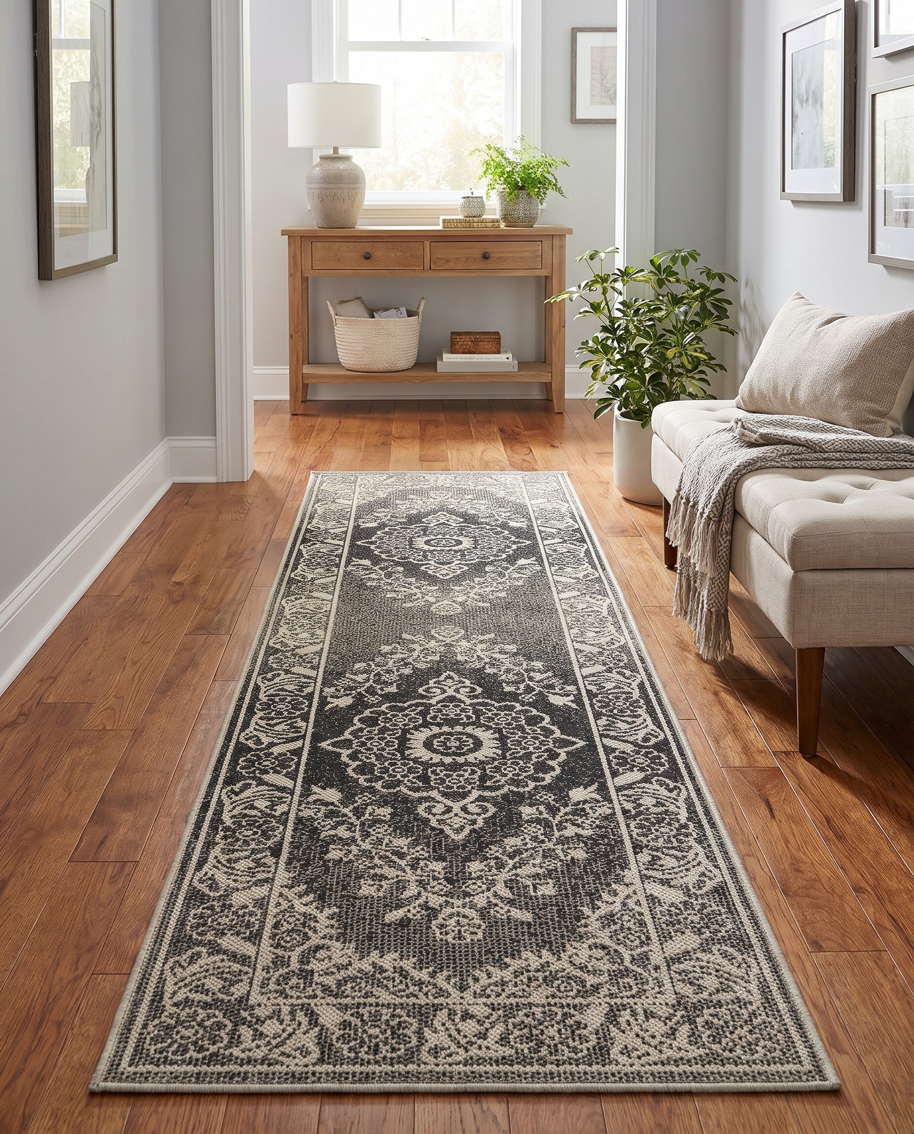 60cm x 245cm Easy-Clean Traditional Indoor / Outdoor Runner Rug