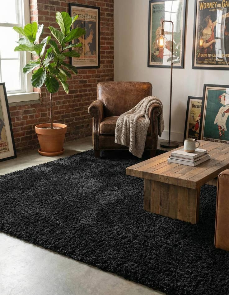 Detail image of 5' 3 x 8' Solid Shag Rug