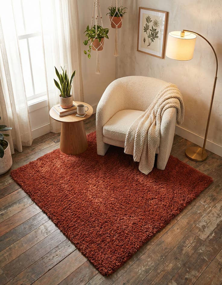 Detail image of 5' 3 x 5' 3 Solid Shag Square Rug