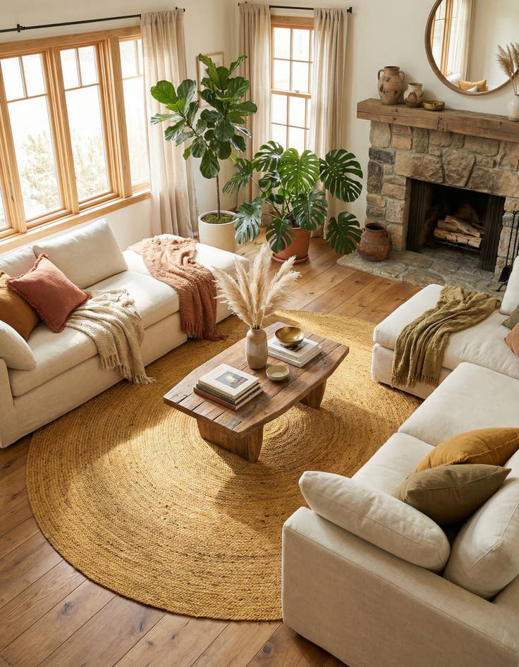 Detail image of 8' x 8'  Hand Braided Jute Round Rug